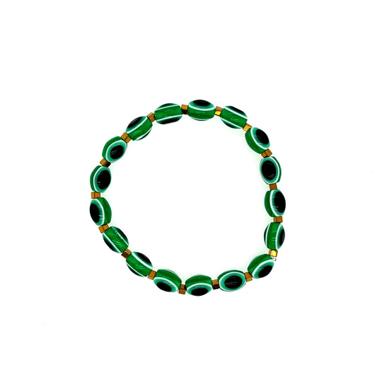 Emerald Gold Evil Eye Bracelet