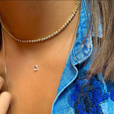 Floating Diamond Briolette Necklace